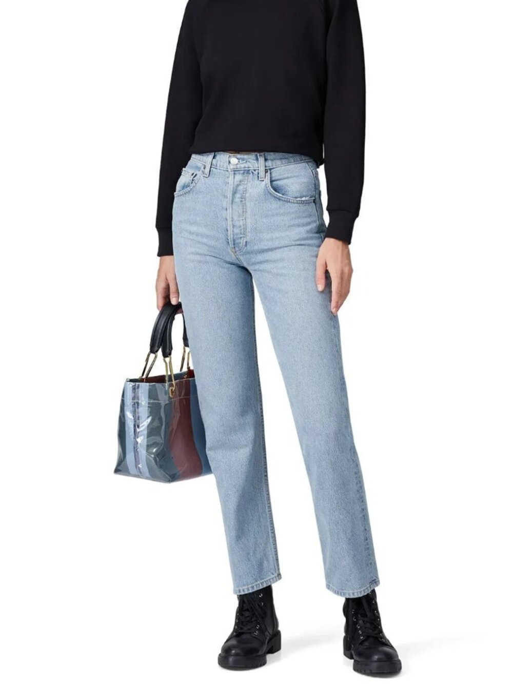 NWT Reformation Cynthia High Rise Straight Jeans Tahoe Light Wash Blue Ankle